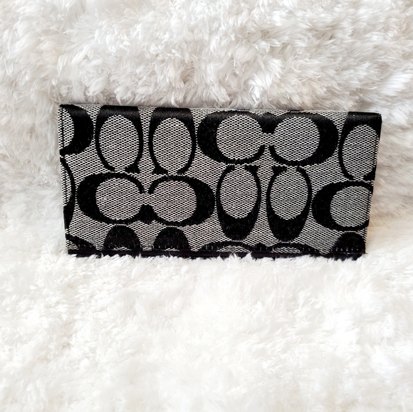 Coach Handbags - Coach Signature Canvas Black Checkbook Cover